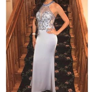 Formal Beaded Baby Blue Camille La Vie Gown